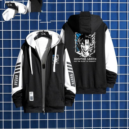 Anime Attack on Titan Scout Regiment Thin style Hoodie Zipper Sports Coat Men Women Printed Long Sleeve Role Playing Sportswear