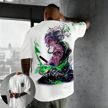 Demon Slayer Anime Co-branded Peripheral Printed T-shirt Men's Summer New American Hip Hop Trendy Casual Loose Parent-child Top