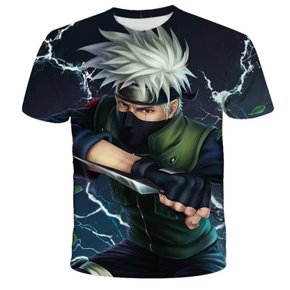 2024 New Hot Summer Men's Japanese anime Naruto 3D Printed T-shirt Children's Street Leisure Sports Large Top