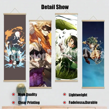 My Hero Academia Poster: Hanging Scroll, HD Quality Wall Art, Retro Posters for Home Room Wall Decoration