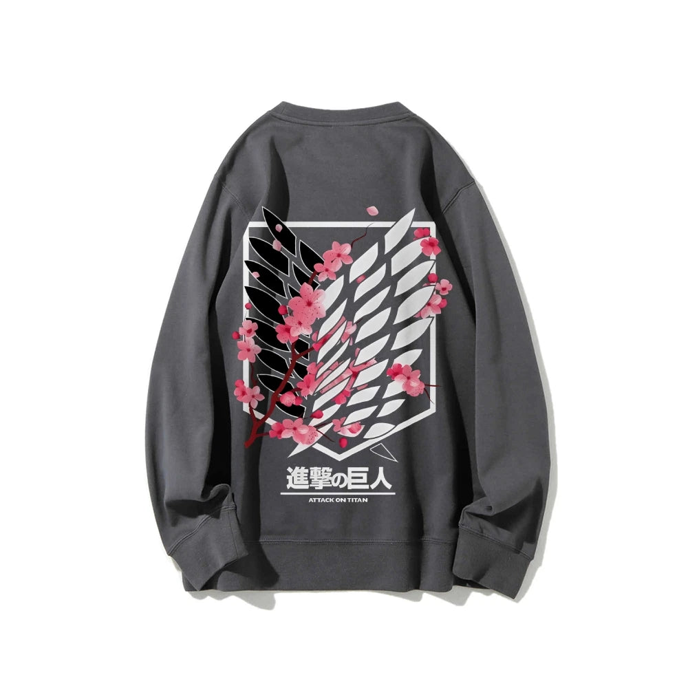 Anime Attack on Titan Sweatshirt Casual Streetwear Men Women Round-neck Pullover Hoodie Sweater Long Sleeves Top Autumn Trendy