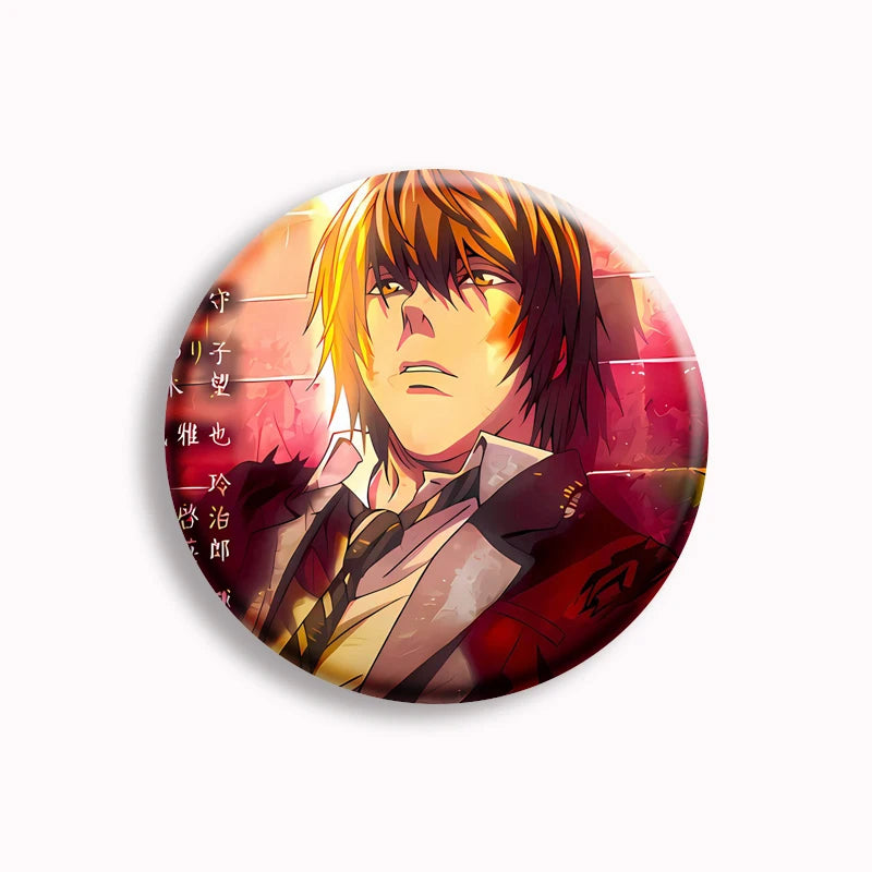 Japanese Anime Death Note Button Pins Handmade L Killer Yagami Light Round Brooch Cosplay Accessories Decor Friends Gifts
