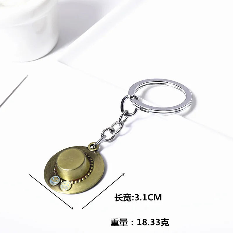Anime One Piece Metal Keychain Luffy Hat Zoro Nami Sanji Chopper Figure Pendant Car Keyring For Men Women Kid Gift Jewelry
