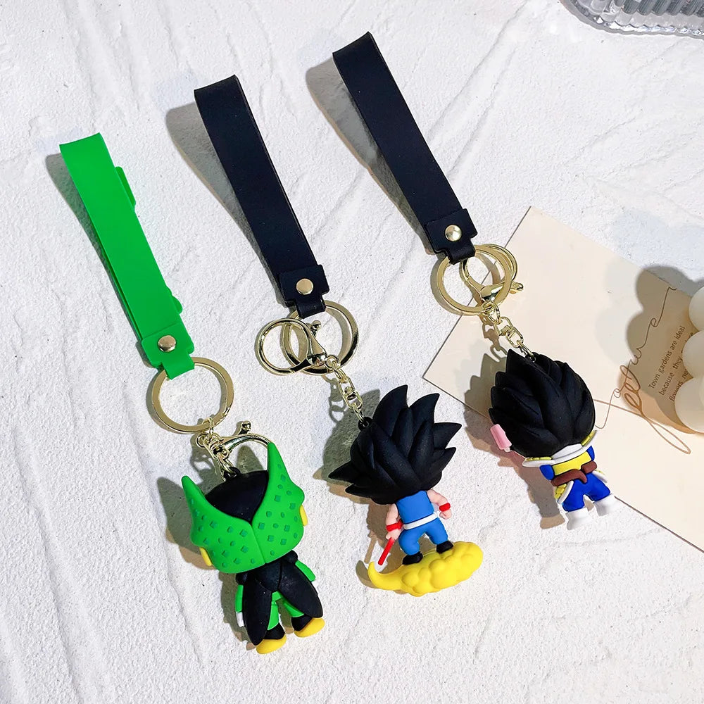 Cartoon Anime Dragon Ball Figure Keychain Creative Cute Goku PVC Doll Toys Car Keychain Pendant Cute Bag Ornament Accessories
