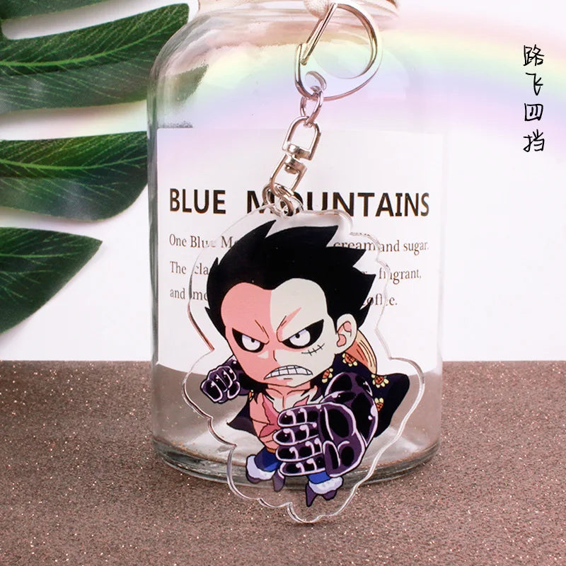 Anime One Piece Luffy Charlotte Linlin Katakuri Edward Newgate Donquixote Doflamingo Jinbe Acrylic Keychains Pendants Figure Toy