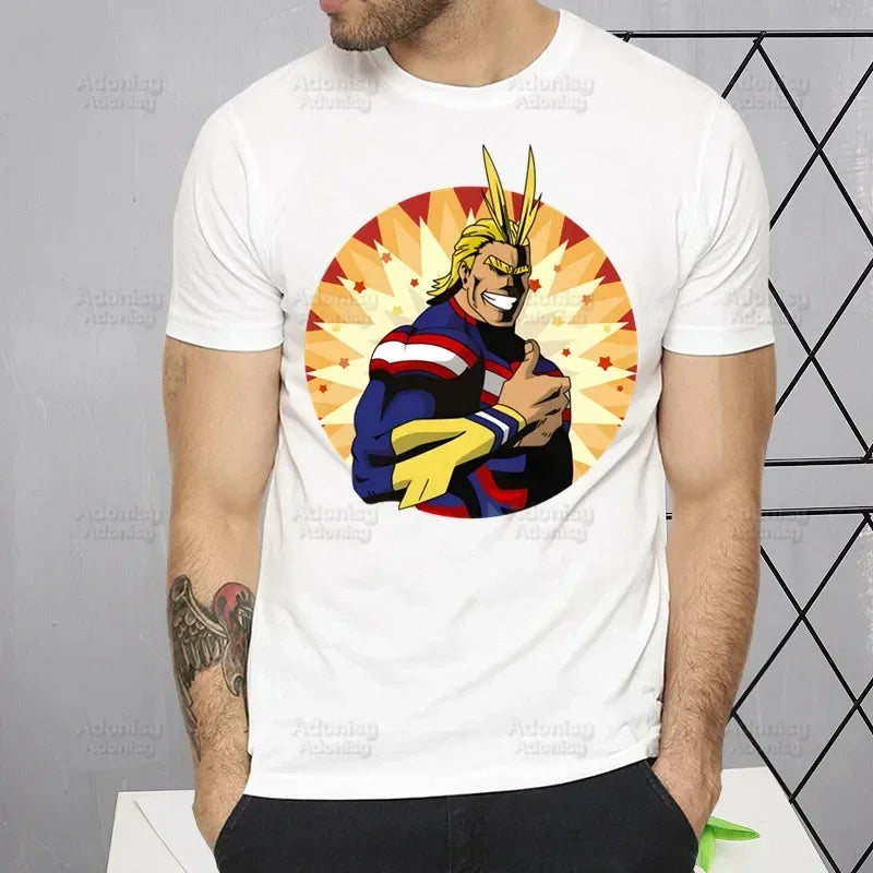 My Hero Academia T Shirt Men Retro Washed Tops Tee Harajuku Midoriya Izuku Tshirt Streetwear Hip Hop Male Bakugou Anime T-shirts