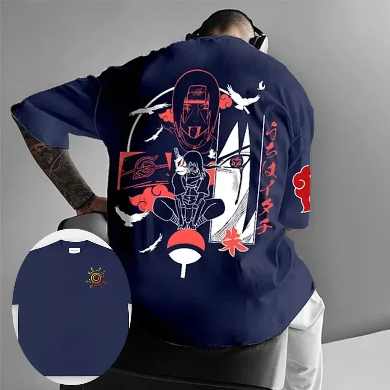 Japanese Anime Men's T-shirt Summer New Trend Hip Hop Cotton Printed Short-sleeved Casual Daily Oversized Half-sleeved Top