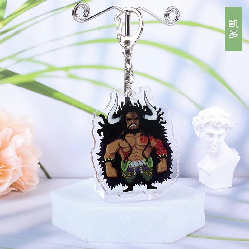 Anime One Piece Luffy Charlotte Linlin Katakuri Edward Newgate Donquixote Doflamingo Jinbe Acrylic Keychains Pendants Figure Toy