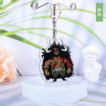 Anime One Piece Luffy Charlotte Linlin Katakuri Edward Newgate Donquixote Doflamingo Jinbe Acrylic Keychains Pendants Figure Toy