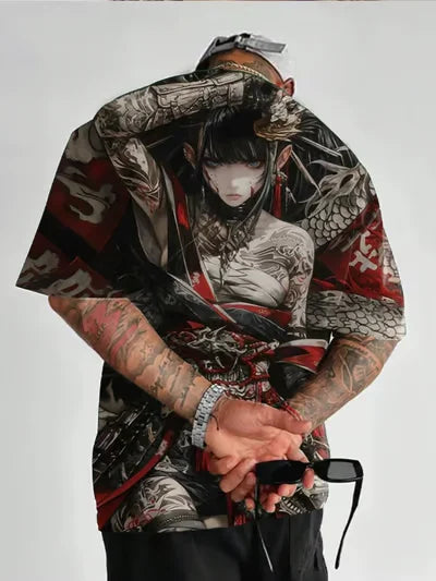 Men's T-Shirt Anime Girl Character Tee 3D Sexy Beauty Printed t shirt Loose Casual Street Men Top Oversized Short Sleeve T-shirt