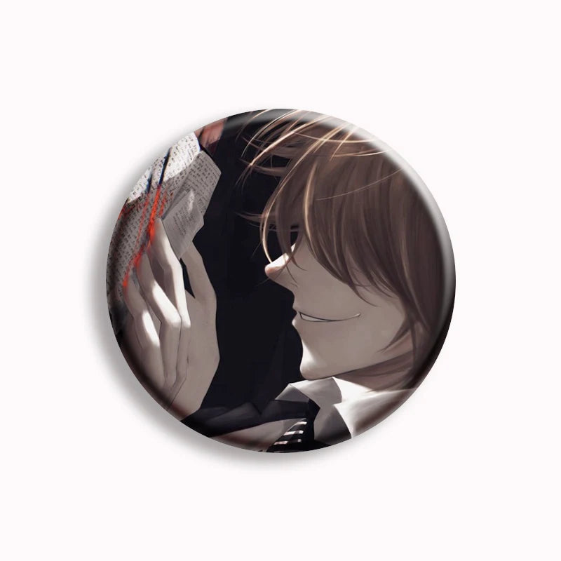 Japanese Anime Death Note Button Pins Handmade L Killer Yagami Light Round Brooch Cosplay Accessories Decor Friends Gifts