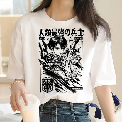 Japanese Anime Attack on Titan Graphic Print Harajuku T Shirt Casual Fashion Short Sleeve Plus Size T Shirt Women Retro Tops