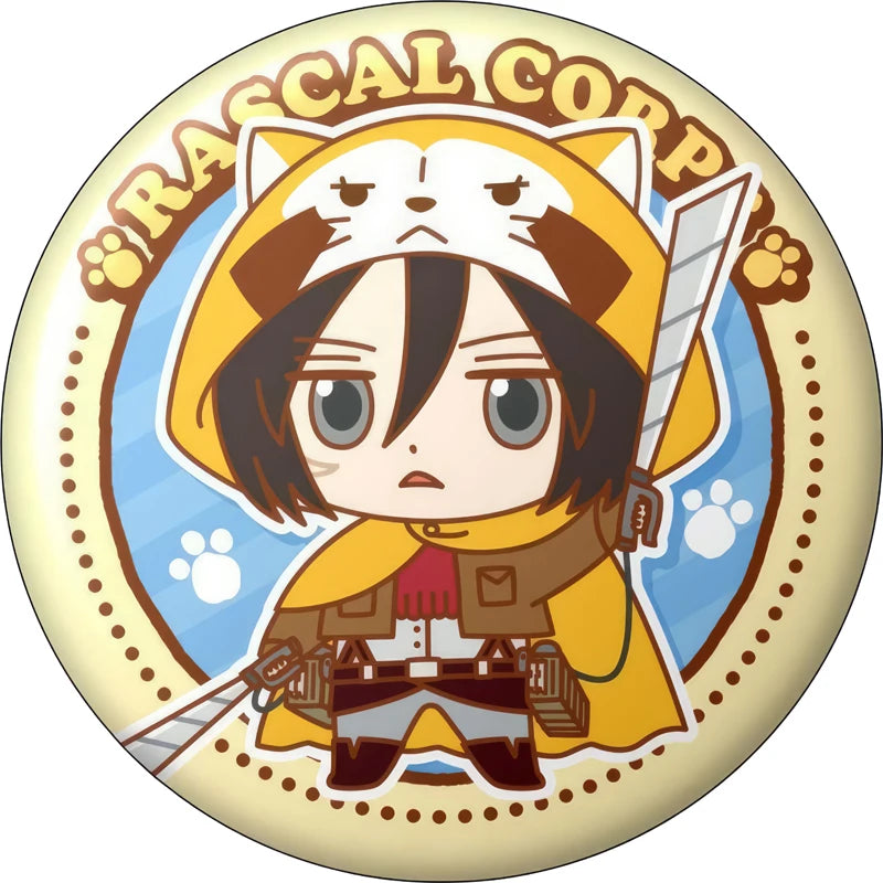 Attack on Titan Q-Version Anime Badge Handmade Cartoon Brooches Eren Jaeger Armin Arlert Lapel Pins Backpack Hat Decorations