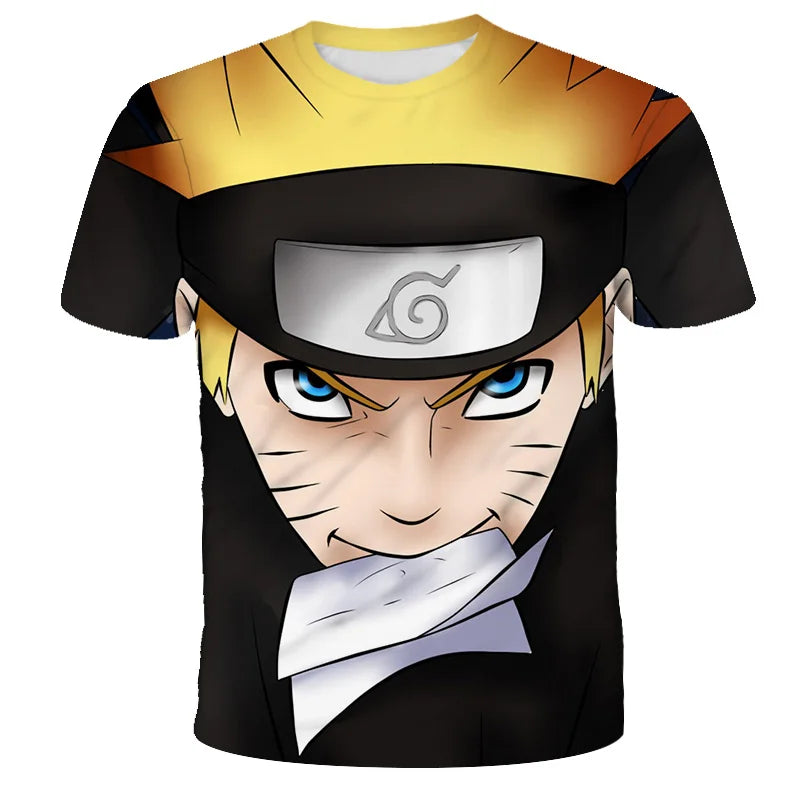 2024 New Hot Summer Men's Japanese anime Naruto 3D Printed T-shirt Children's Street Leisure Sports Large Top