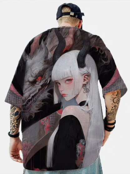 Men's T-Shirt Anime Girl Character Tee 3D Sexy Beauty Printed t shirt Loose Casual Street Men Top Oversized Short Sleeve T-shirt