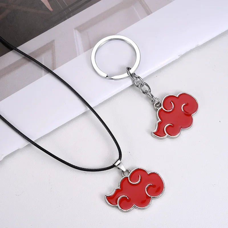 New Red Auspicious Cloud Long Necklace For Women Anime Accessories Itachi Titanium Jewelry Cartoon Men's Neck Chains Gift