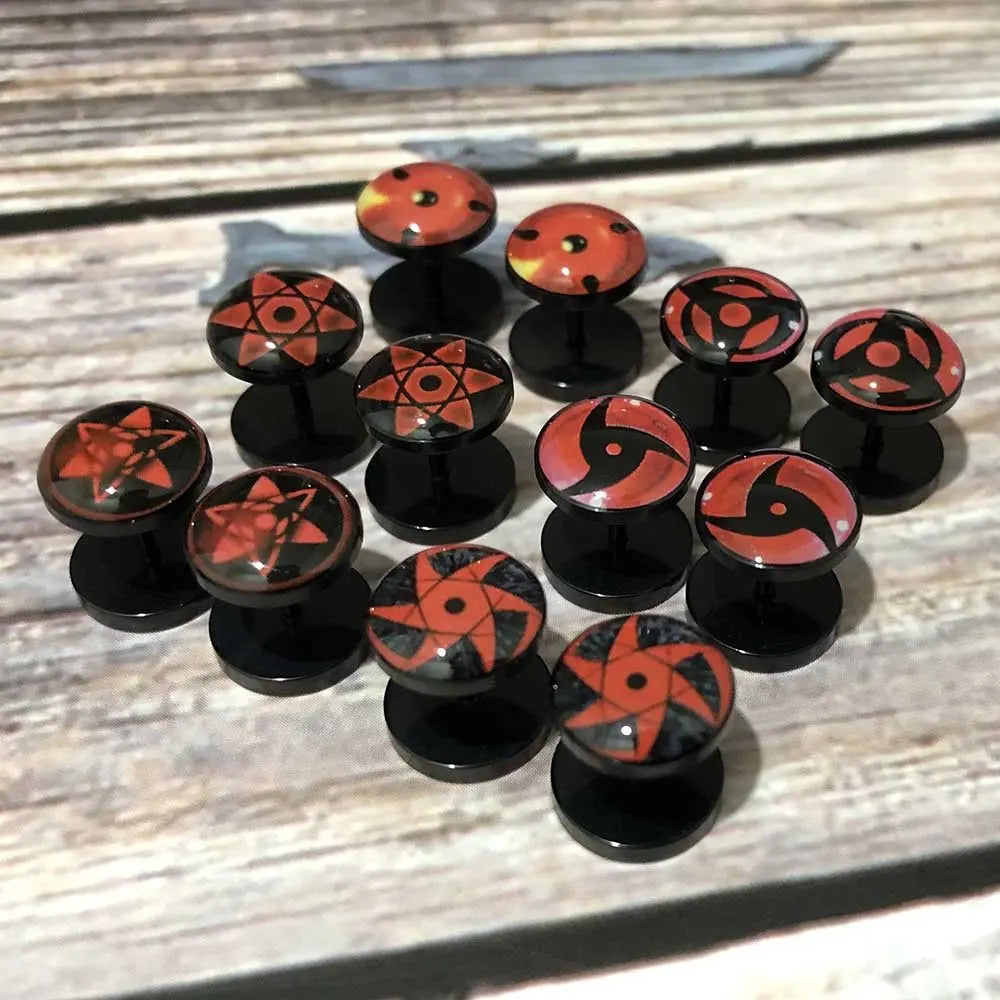 Anime Uzumaki Naruto Earrings Accessories Uchiha Itachi Sharingan Cosplay Party Studs Earrings Toys for Women Men Girl Gift