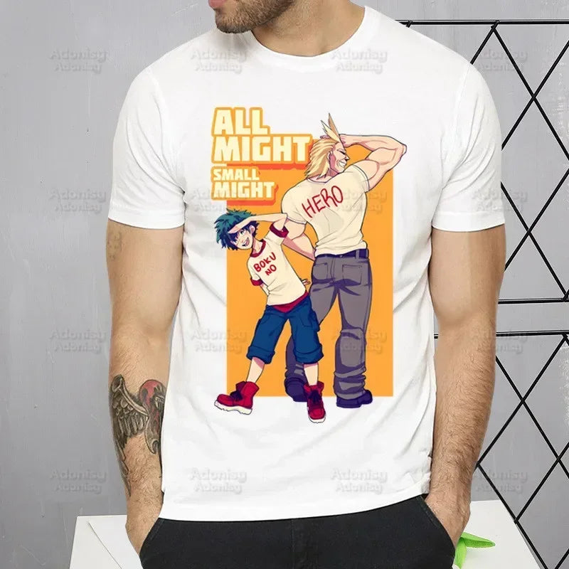 My Hero Academia T Shirt Men Retro Washed Tops Tee Harajuku Midoriya Izuku Tshirt Streetwear Hip Hop Male Bakugou Anime T-shirts