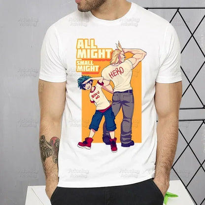 My Hero Academia T Shirt Men Retro Washed Tops Tee Harajuku Midoriya Izuku Tshirt Streetwear Hip Hop Male Bakugou Anime T-shirts