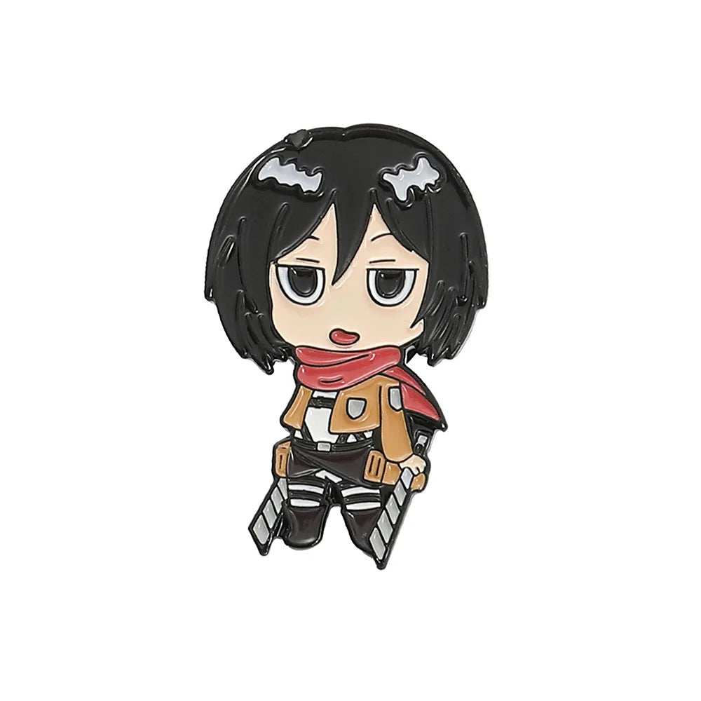 Anime Attack on Titan Enamel Brooch Eren Jaeger Mikasa Ackerman Jiyuu No Tsubasa Cartoon Lapel Badge Adornment Gift Wholesale