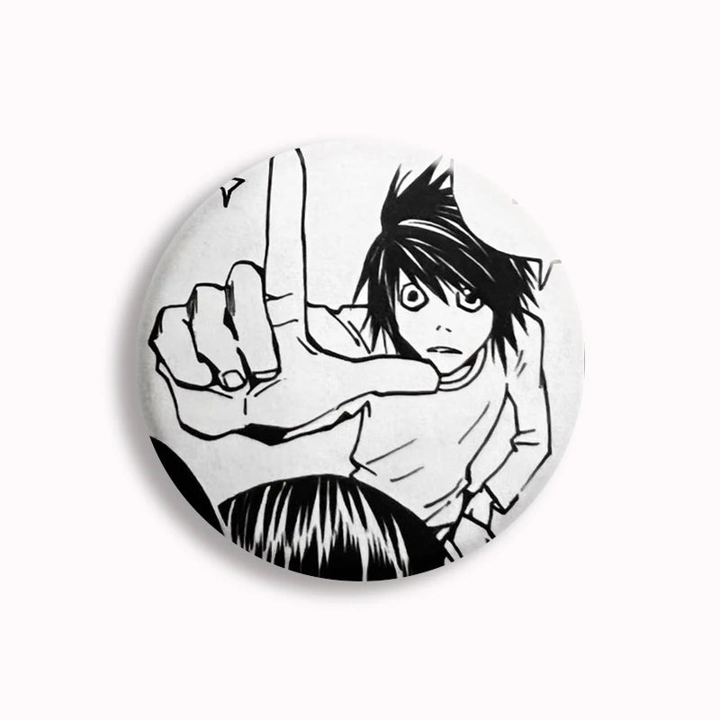 Japanese Anime Death Note Button Pins Handmade L Killer Yagami Light Round Brooch Cosplay Accessories Decor Friends Gifts