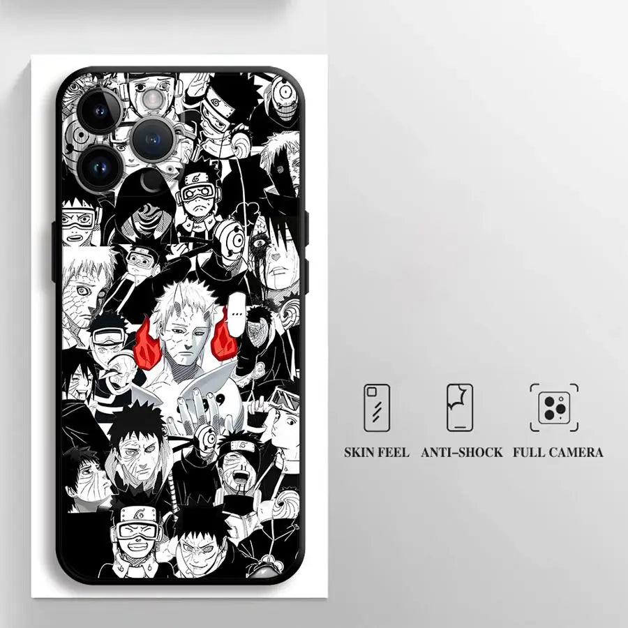 Uchiha Obito Anime Case for iPhone XS Max 15 16 14 Plus XR 7 8 13 12 11 Pro Max Black Soft Phone Cover