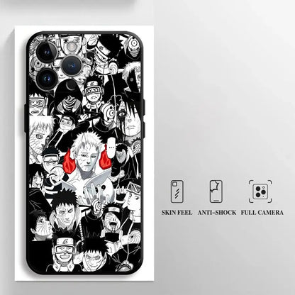 Uchiha Obito Anime Case for iPhone XS Max 15 16 14 Plus XR 7 8 13 12 11 Pro Max Black Soft Phone Cover