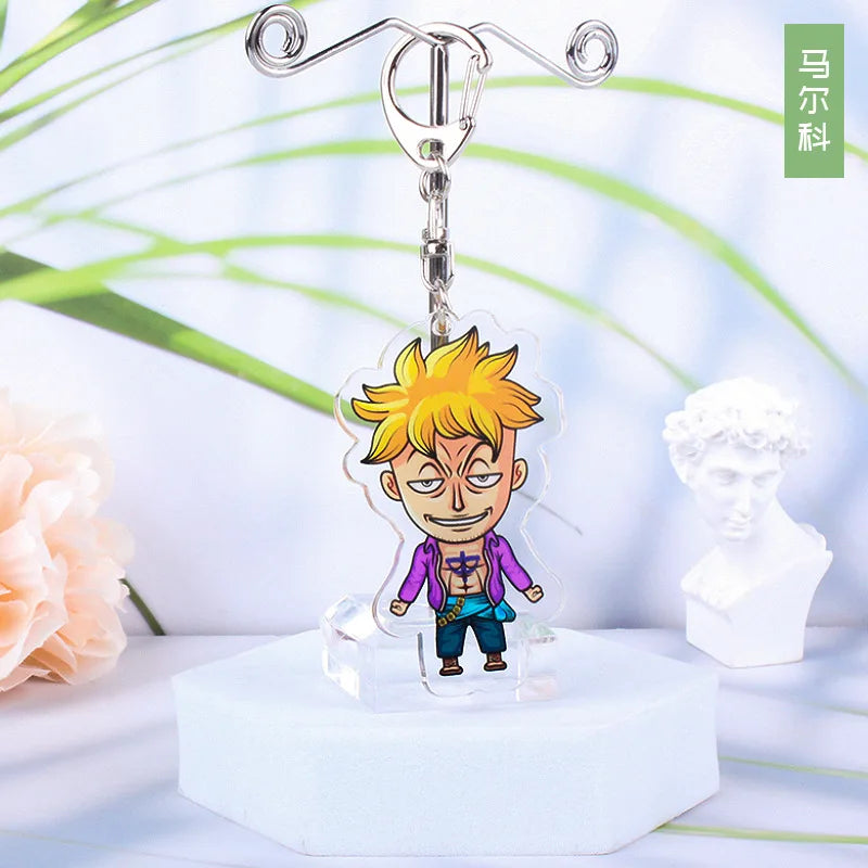 Anime One Piece Luffy Charlotte Linlin Katakuri Edward Newgate Donquixote Doflamingo Jinbe Acrylic Keychains Pendants Figure Toy