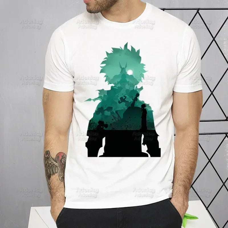 My Hero Academia T Shirt Men Retro Washed Tops Tee Harajuku Midoriya Izuku Tshirt Streetwear Hip Hop Male Bakugou Anime T-shirts