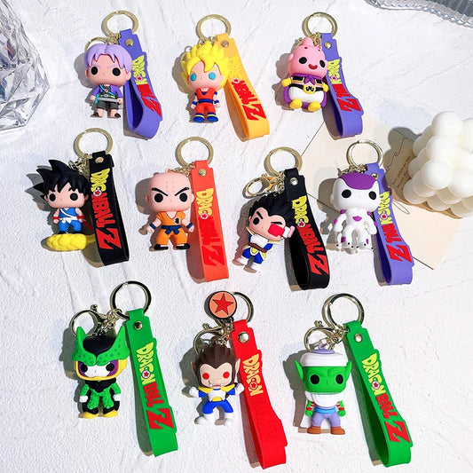 Cartoon Anime Dragon Ball Figure Keychain Creative Cute Goku PVC Doll Toys Car Keychain Pendant Cute Bag Ornament Accessories