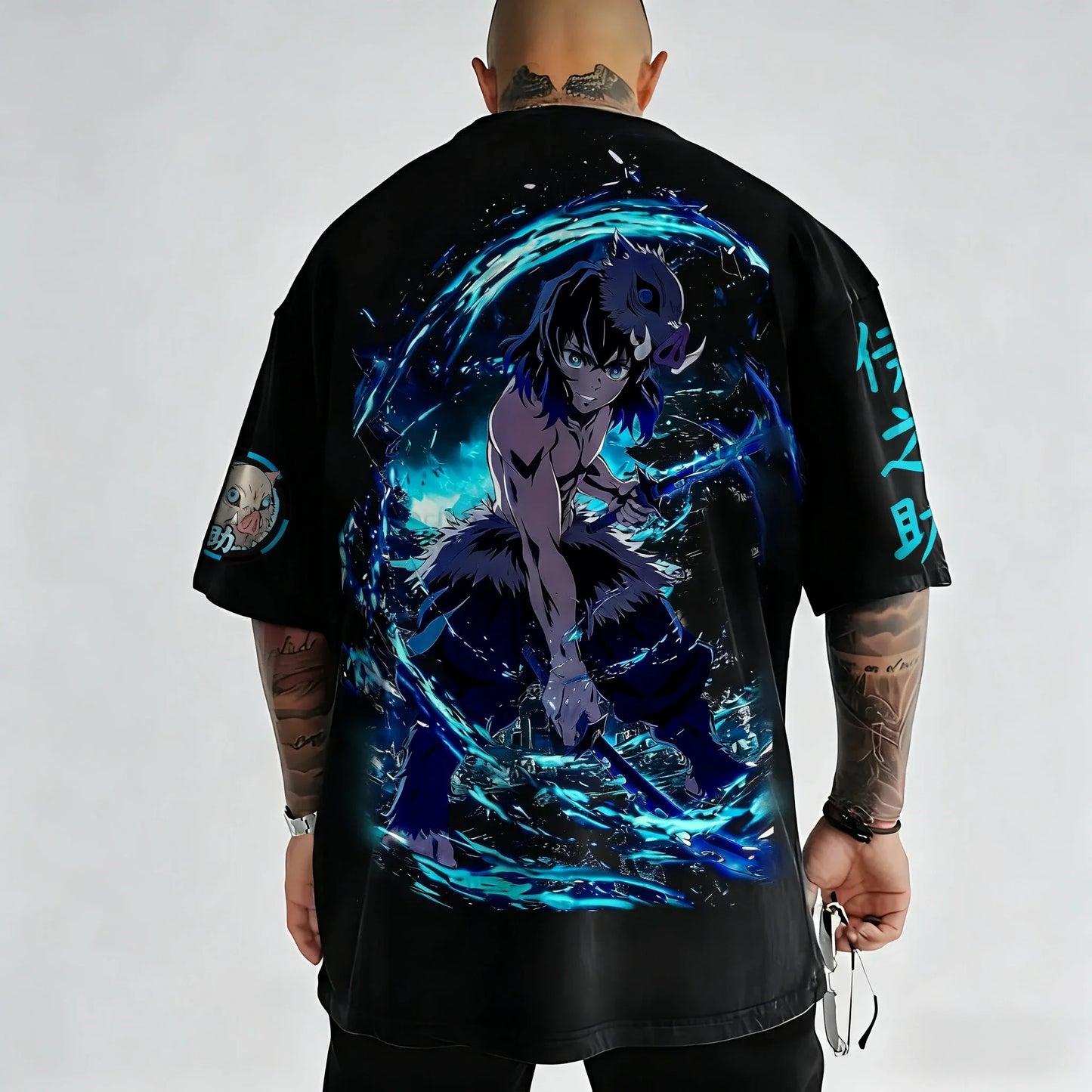 Demon Slayer Anime Co-branded Peripheral Printed T-shirt Men's Summer New American Hip Hop Trendy Casual Loose Parent-child Top