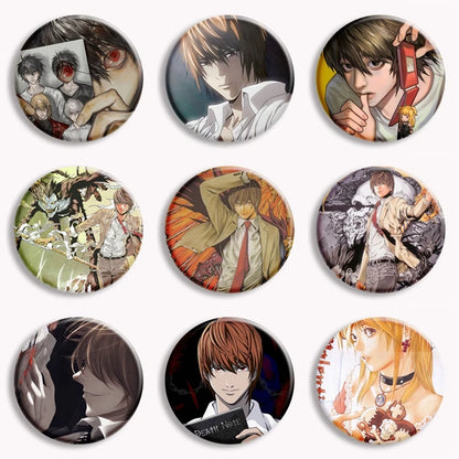 Japanese Anime Death Note Button Pins Handmade L Killer Yagami Light Round Brooch Cosplay Accessories Decor Friends Gifts
