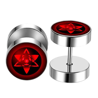 Anime Uzumaki Naruto Earrings Accessories Uchiha Itachi Sharingan Cosplay Party Studs Earrings Toys for Women Men Girl Gift