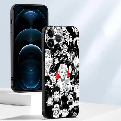Uchiha Obito Anime Case for iPhone XS Max 15 16 14 Plus XR 7 8 13 12 11 Pro Max Black Soft Phone Cover