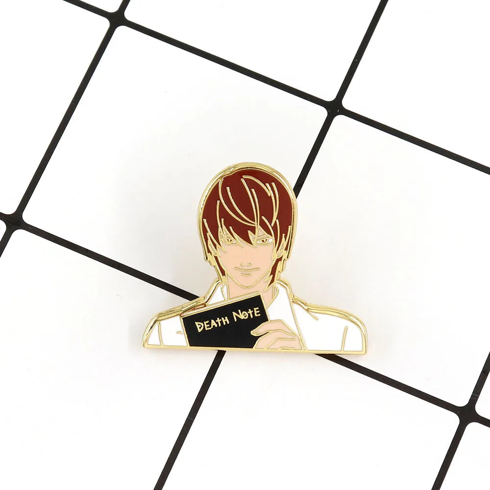 Death Note L Eating Cake Rem Enamel Pin Creativity Anime Character Light Yagami Kira Symbol Brooch Cute Peripheral Accessories