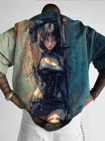 Men's T-Shirt Anime Girl Character Tee 3D Sexy Beauty Printed t shirt Loose Casual Street Men Top Oversized Short Sleeve T-shirt