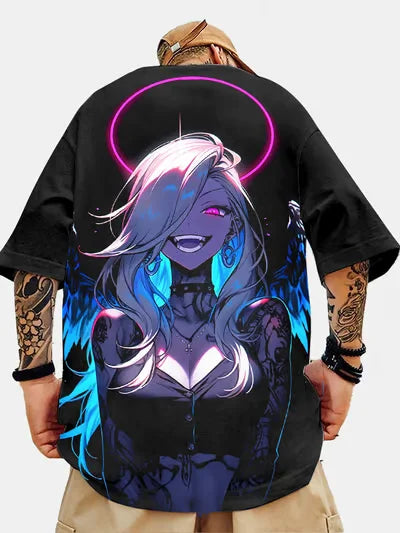 Men's T-Shirt Anime Girl Character Tee 3D Sexy Beauty Printed t shirt Loose Casual Street Men Top Oversized Short Sleeve T-shirt