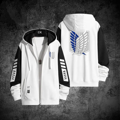 Anime Attack on Titan Scout Regiment Thin style Hoodie Zipper Sports Coat Men Women Printed Long Sleeve Role Playing Sportswear
