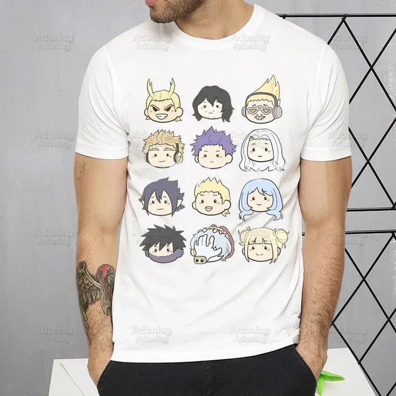My Hero Academia T Shirt Men Retro Washed Tops Tee Harajuku Midoriya Izuku Tshirt Streetwear Hip Hop Male Bakugou Anime T-shirts