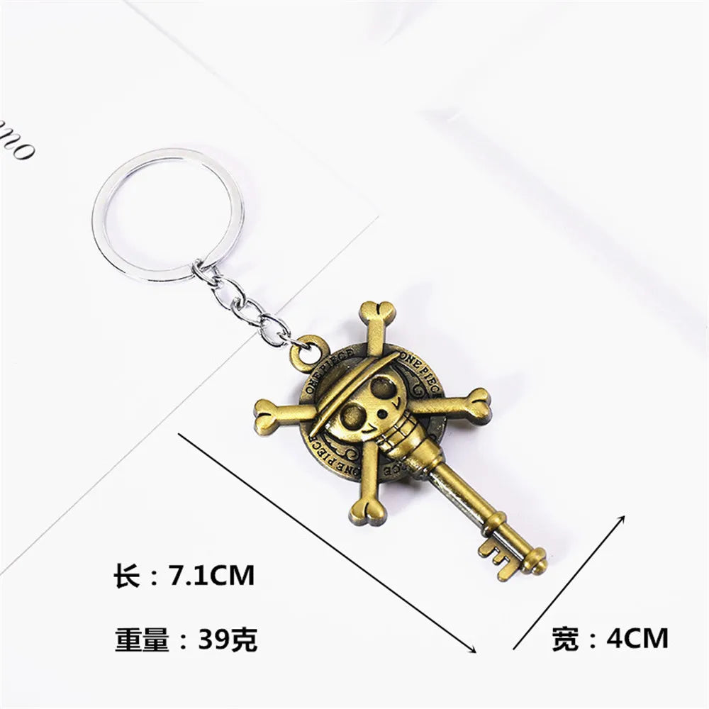 Anime One Piece Metal Keychain Luffy Hat Zoro Nami Sanji Chopper Figure Pendant Car Keyring For Men Women Kid Gift Jewelry