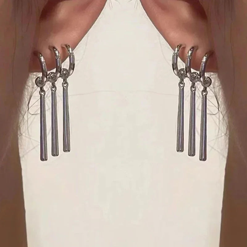 1Pair Zoro Anime Earrings Women Men Cosplay Earrings Piercing Jewelry Fashion Fake Triple Earring Dangle Long Earing