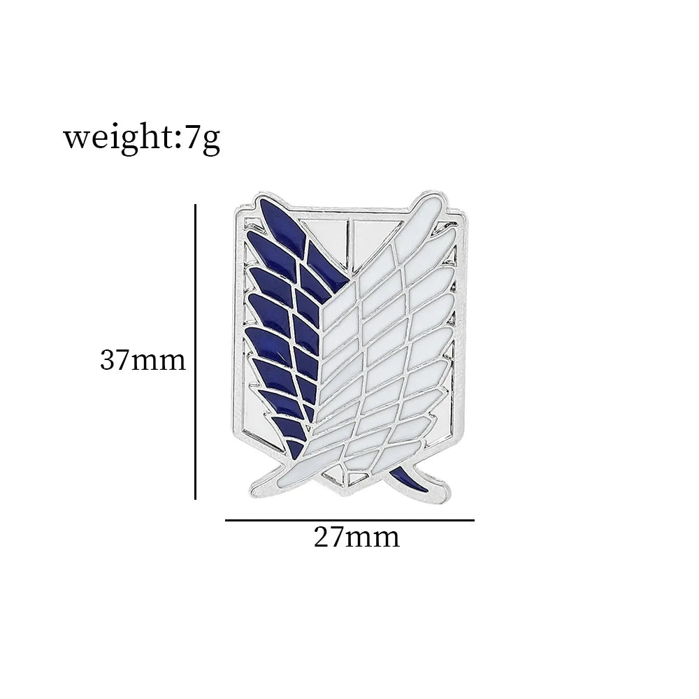 Anime Attack on Titan Enamel Brooch Eren Jaeger Mikasa Ackerman Jiyuu No Tsubasa Cartoon Lapel Badge Adornment Gift Wholesale