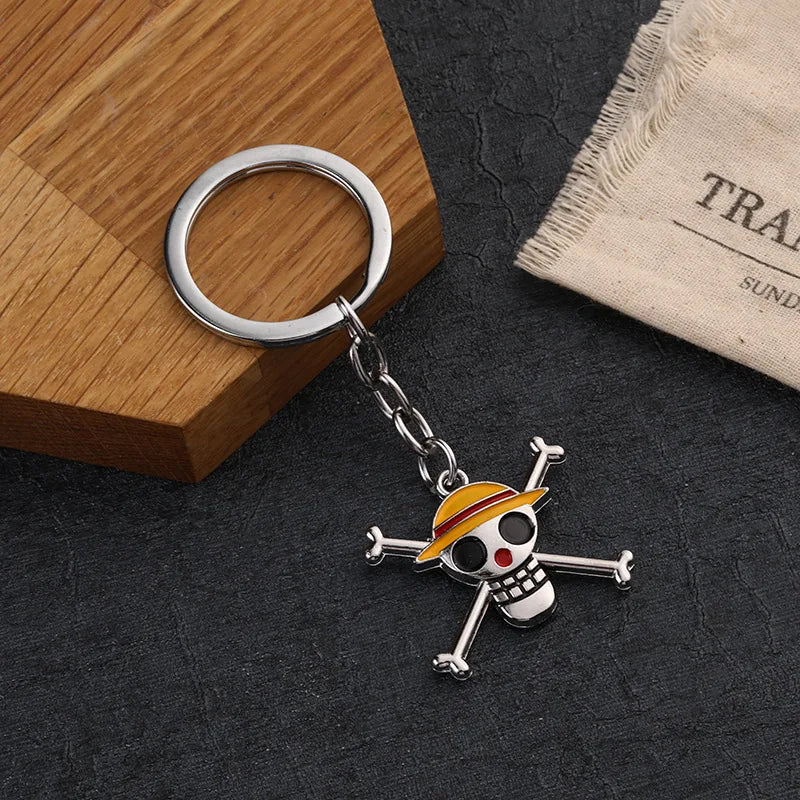 Anime One Piece Metal Keychain Luffy Hat Zoro Nami Sanji Chopper Figure Pendant Car Keyring For Men Women Kid Gift Jewelry