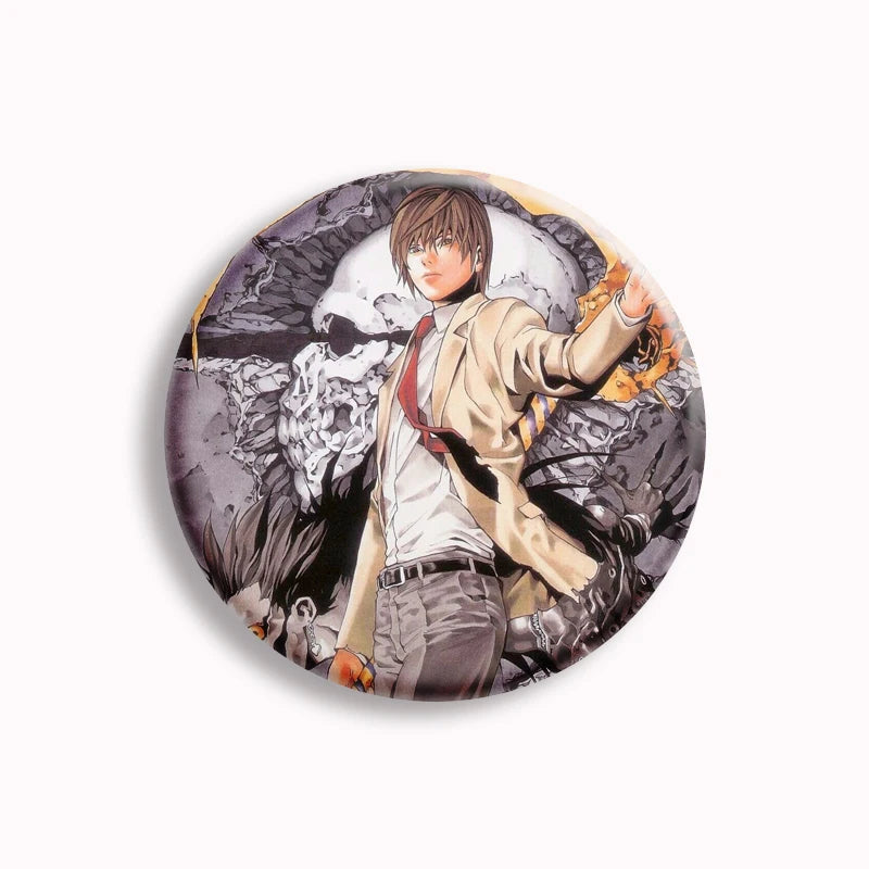 Japanese Anime Death Note Button Pins Handmade L Killer Yagami Light Round Brooch Cosplay Accessories Decor Friends Gifts