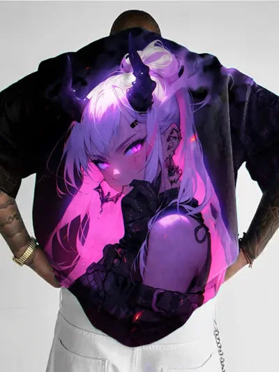 Men's T-Shirt Anime Girl Character Tee 3D Sexy Beauty Printed t shirt Loose Casual Street Men Top Oversized Short Sleeve T-shirt