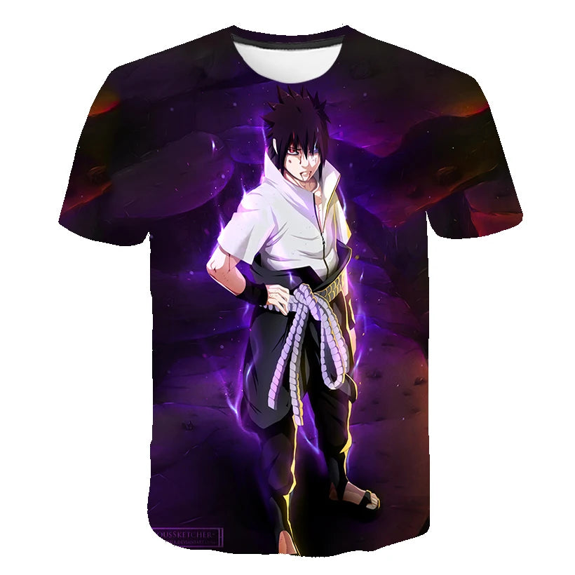 2024 New Hot Summer Men's Japanese anime Naruto 3D Printed T-shirt Children's Street Leisure Sports Large Top