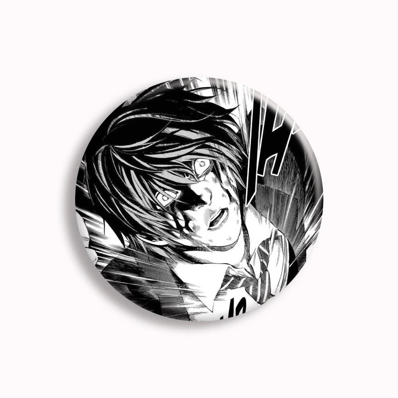 Japanese Anime Death Note Button Pins Handmade L Killer Yagami Light Round Brooch Cosplay Accessories Decor Friends Gifts