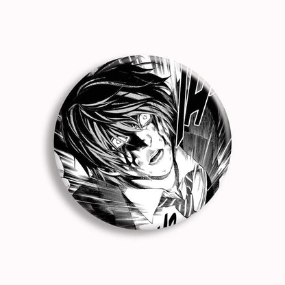 Japanese Anime Death Note Button Pins Handmade L Killer Yagami Light Round Brooch Cosplay Accessories Decor Friends Gifts