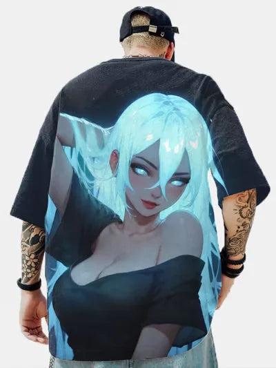 Men's T-Shirt Anime Girl Character Tee 3D Sexy Beauty Printed t shirt Loose Casual Street Men Top Oversized Short Sleeve T-shirt