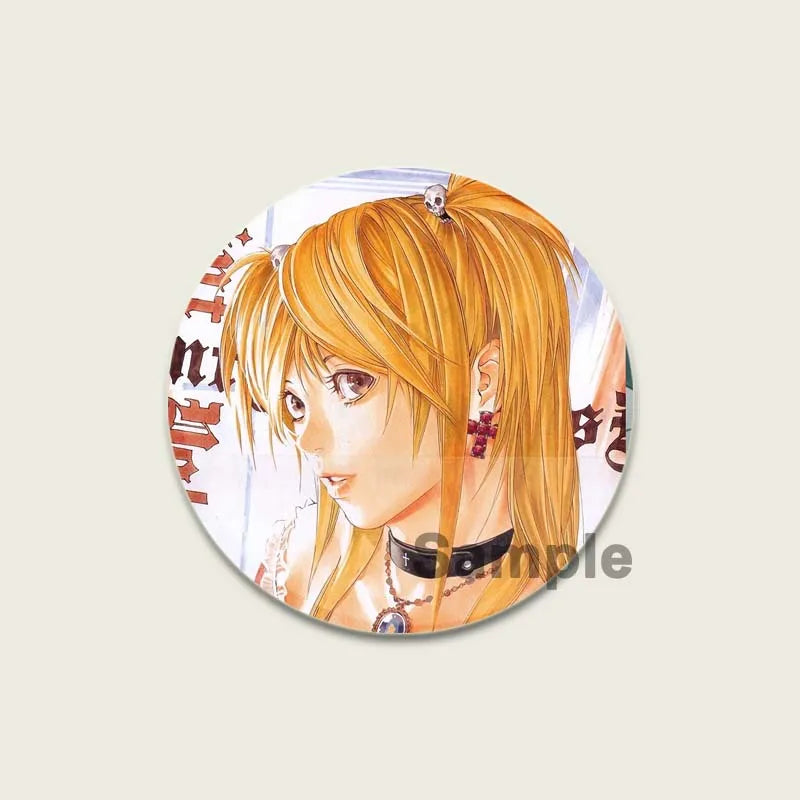 Death Note HD Print Anime Pins Handmade Round Brooches L Killer Yagami Light Cosplay Badge Backpacks Jewelry Gifts Accessory